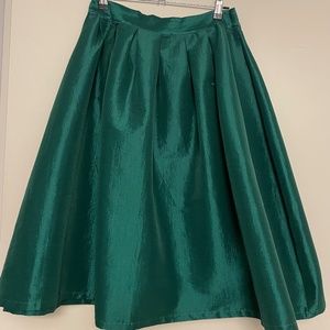 Emerald Green A-Line Midi Skirt